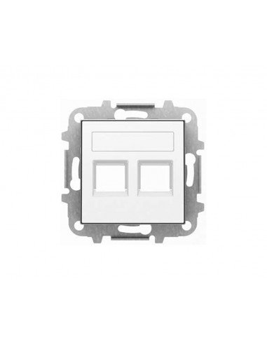 Tapa doble toma informática con persiana Blanca...