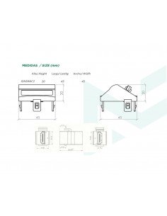 Módulo inclinado de 45x45 c/antipolvo con conector USB hembra-hembra IDUSB2/4 de Mmconecta 2