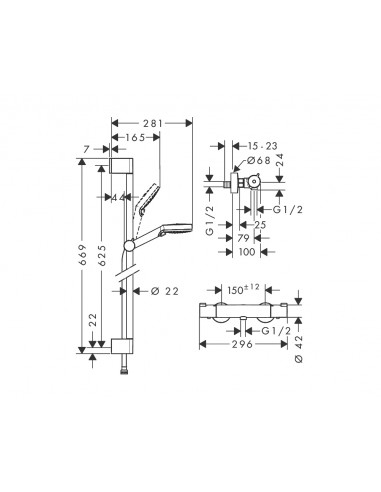 Set de ducha termostática Crometta Vario Ecostat 27812400 de Hansgrohe