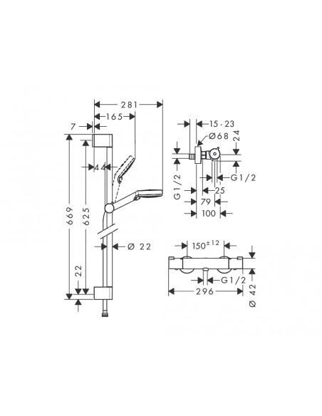 Set de ducha termostática Crometta Vario Ecostat 27812400 de Hansgrohe
