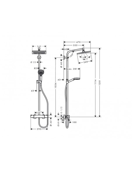 Columna de ducha SHOWERPIPE CROMETTA E240 1 jet 27271000 de Hansgrohe