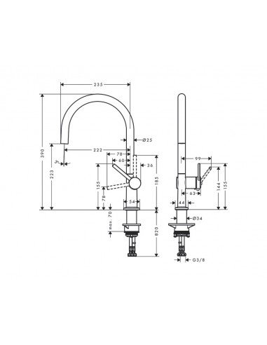 Grifo de fregadero Talis M54 monomando de cocina 220 1jet 72804000 de Hansgrohe
