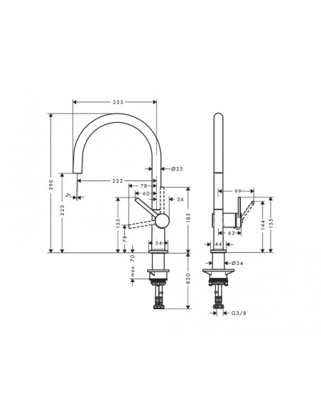 Grifo de fregadero Talis M54 monomando de cocina 220 1jet 72804000 de Hansgrohe