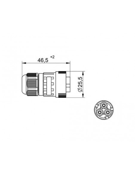 Conector estanco aéreo macho 2P+T WP3/M de Tekox