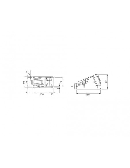 Base fija de pared a 90° HP IP44 de Gewiss