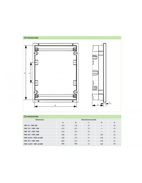 Armario de empotrar con puerta transparente PNF de Chint Electrics