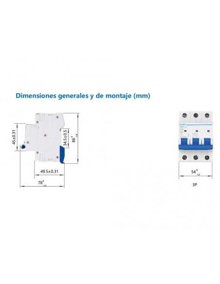 Interruptor automático 3P 6kA NB1-3 de Chint Electric