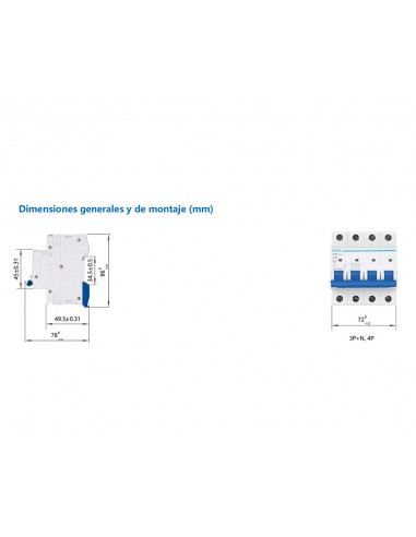 Interruptor automático 4P 6kA NB1-4 de Chint Electric