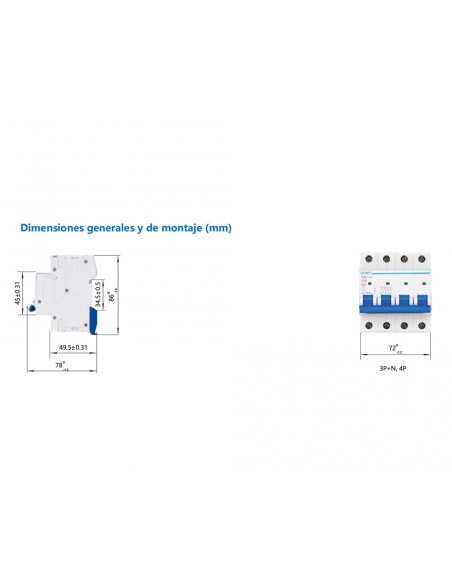 Interruptor automático 4P 6kA NB1-4 de Chint Electric