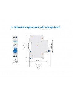Interruptor automático 1P+N 6kA NBH8-1N de Chint Electric 2