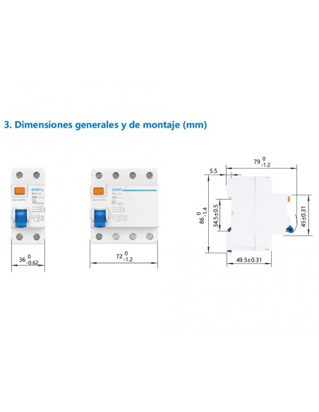 Diferencial tetrapolar 4P 6kA NL-1-4- de Chint Electric