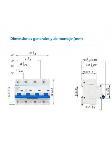 Interruptor automático modular 4P 10KA DZ158-4 de Chint Electric