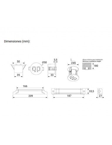 Luminaria Led de emergencia empotrable no permanente VSE de Normalux