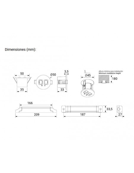 Luminaria Led de emergencia empotrable no permanente VSE de Normalux