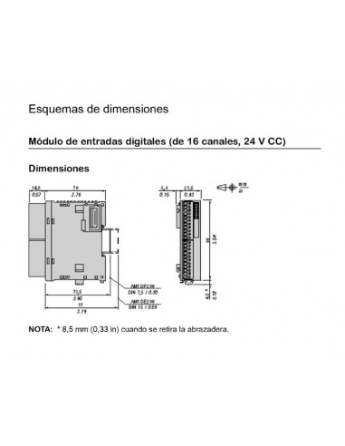 Módulo de 16 entradas digitales TM2DDI16DT de Schneider
