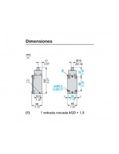 Interruptor posición actuador mola metal XCKJ561H29 de Telemecanique 2
