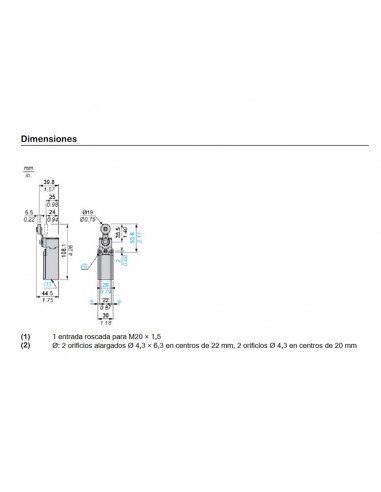 Interruptor posición rodillo termoplástico XCKN2918P20 de Telemecanique