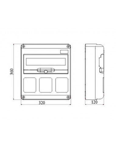 Armario de distribución Q-DIN 14 módulos + 3 frontales base 16/32A GW68005N de Gewiss