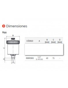 Purgador automático de columna rosca macho 1/2" R99Y003 de Giacomi 2