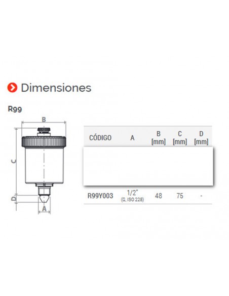 Purgador automático de columna rosca macho 1/2" R99Y003 de Giacomi