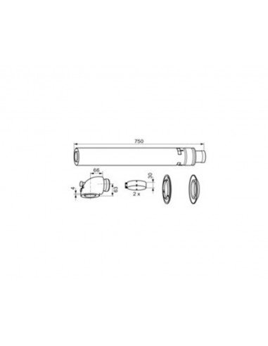 Kit salida horizontal 0.75mt para calentadores turboMAG de Vaillant 0020201156
