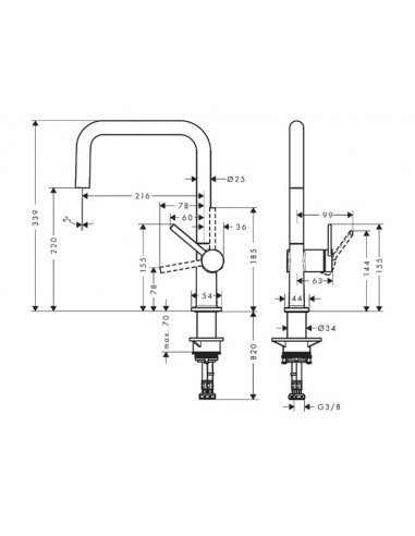 Grifo de fregadero TALIS M54 1jet 72806000 de Hansgrohe