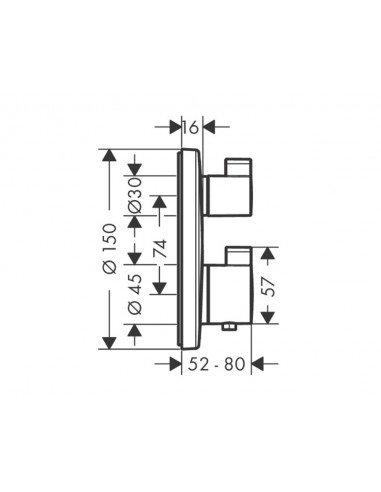 Grifo termostático empotrar 2 salidas Ecostat S 15758000 de Hansgrohe