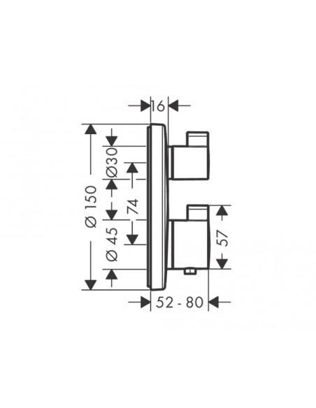 Grifo termostático empotrar 2 salidas Ecostat S 15758000 de Hansgrohe