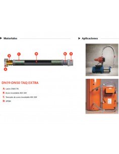 Latiguillo con trenzado exterior de acero inoxidable EXTRA Hembra Hembra de 1 1/4" 500mm de longitud de Tucai 2