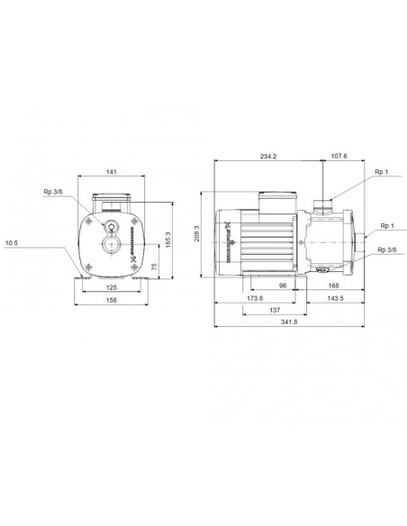 Bomba centrífuga de aspiración axial CM 1-5 A-R-I-E-AQQE C-A-A-N 0.5kW 97515000 de Grundfos