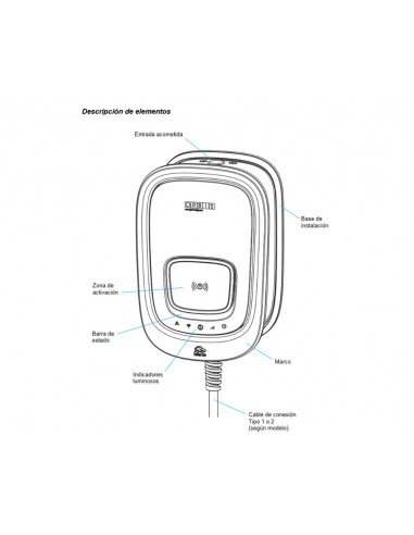 Estación de carga Viaris Uni monofásico 7,4KW 32A WIFI OB94U220HA1 de Orbis