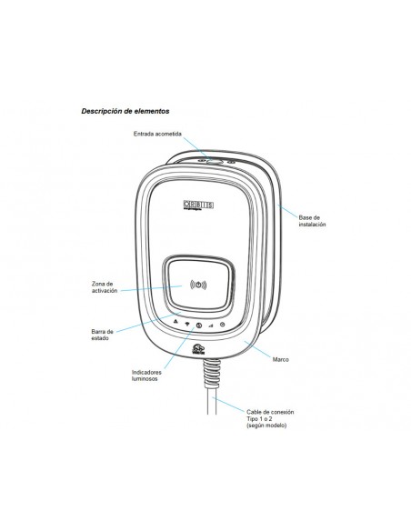 Estación de carga Viaris Uni monofásico 7,4KW 32A WIFI OB94U220HA1 de Orbis