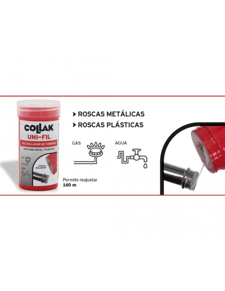 Bote hilo sellador de roscas 160ml UNI-FIL de Collak