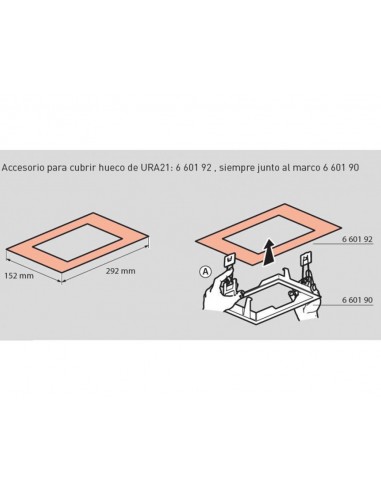 Marco empotrar URA NEXT sobre el hueco de URA21 y URA21 PLUS 660192 de Legrand