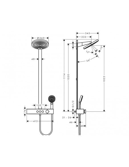 Columna de ducha SHOWERTABLET SELECT 400 PULSIFY 260 24240000 de Hansgrohe