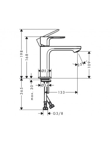 Grifo de lavabo Rebris S con tecnología CoolStart sin vaciador automático 7252000 de Hansgrohe