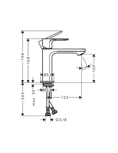 Grifo de lavabo Rebris S con tecnología CoolStart sin vaciador automático 7252000 de Hansgrohe