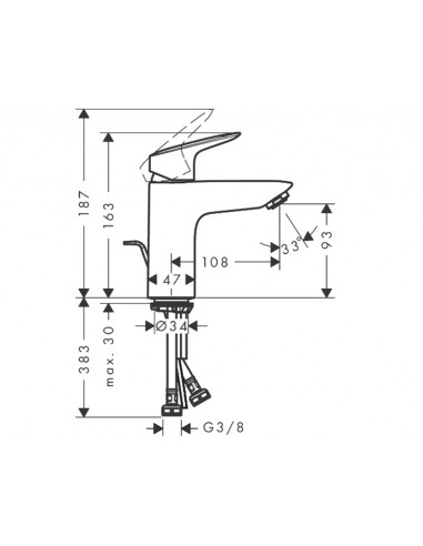 Grifo de lavabo Logis con vaciador automático 71100000 de Hansgrohe
