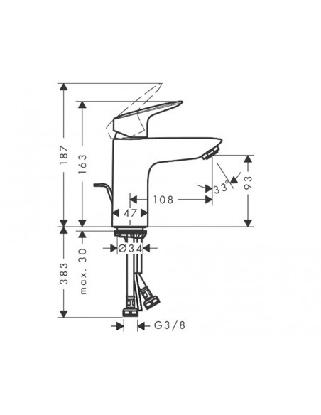 Grifo de lavabo Logis con vaciador automático 71100000 de Hansgrohe