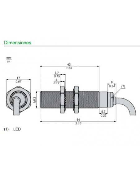Sensor de proximidad inductivo 12..48VCC XS612B1PAL2 de Schneider