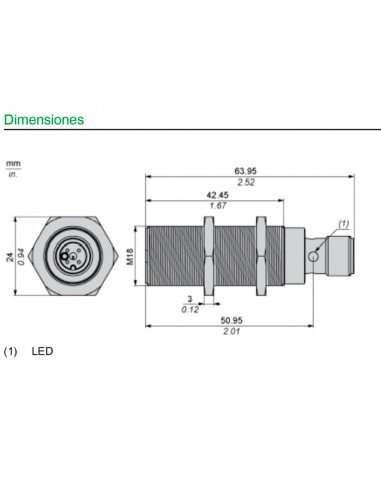 Sensor de proximidad inductivo 12..24VCC XS118BLPAM12 de Schneider
