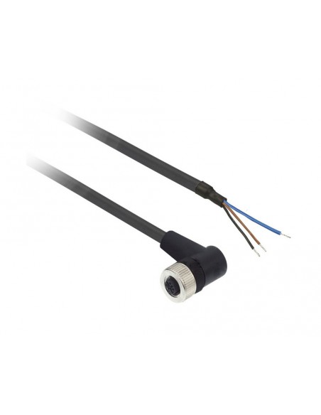 Conector hembra acodado M12 4 contactos con cable XZCP1241L5 de Schneider