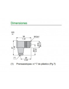 Conector hembra acodado M12 4 contactos sin cable XZCC12FCM40B de Schneider 2