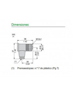 Conector hembra acodado M12 4 contactos sin cable XZCC12FCM40B de Schneider 2