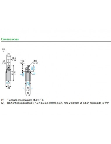 Final de carrera rodillo termoplástico XCKN2121P20 de Telemecanique