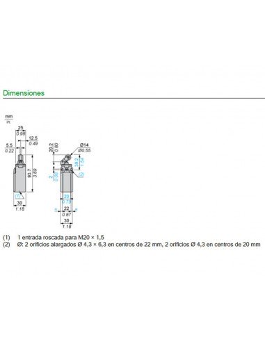 Final de carrera rodillo termoplástico XCKN2121P20 de Telemecanique