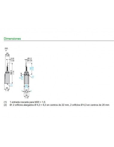 Final de carrera filamento resorte XCKN2106P20 de Telemecanique