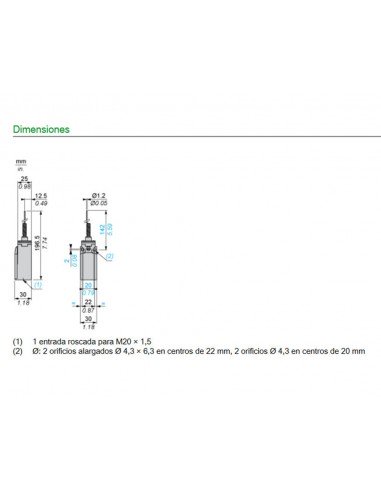 Final de carrera filamento resorte XCKN2106P20 de Telemecanique