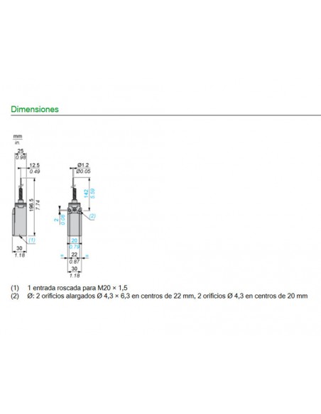 Final de carrera filamento resorte XCKN2106P20 de Telemecanique