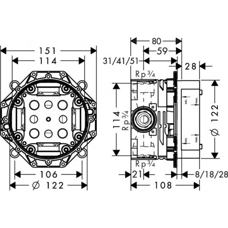 Cuerpo de empotrar iBOX universal 01800180 de Hansgrohe